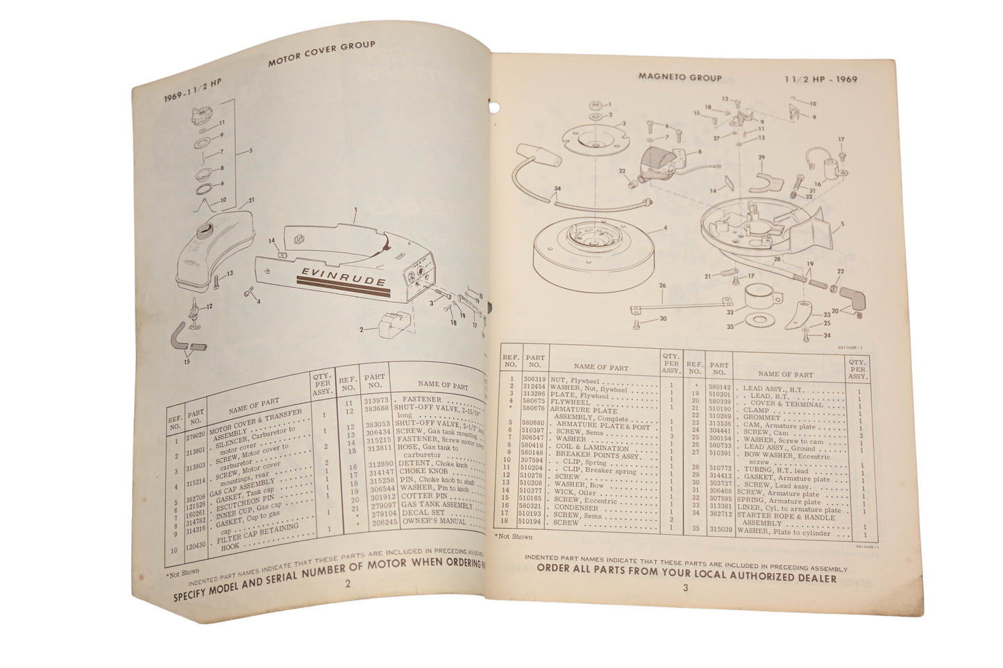 Evinrude 279128 1969 1-1/2 Mate 1902C Parts Catalog