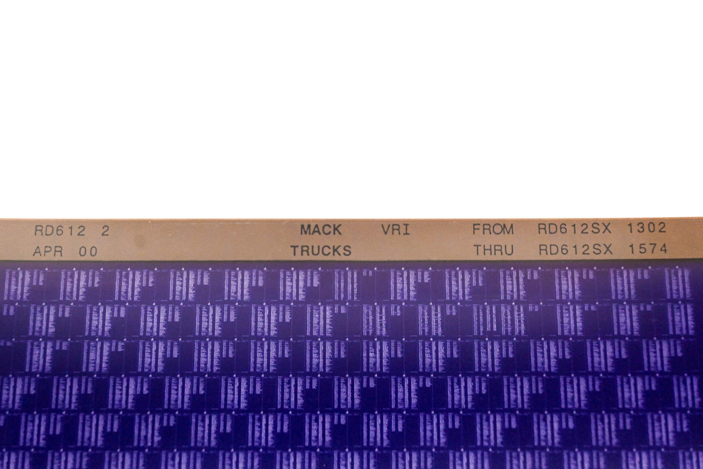 Mack RD612 2 RD612SX1302 - RD612SX1574 VRI Microfiche NOS
