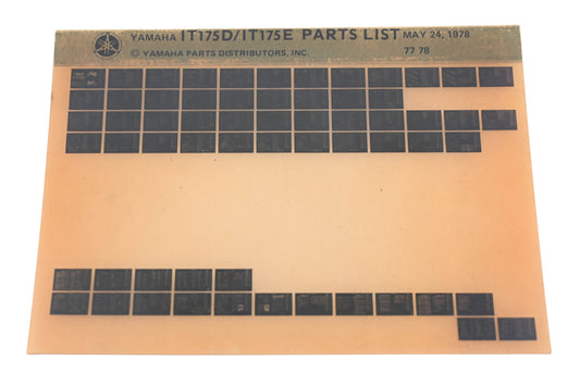 OEM Yamaha AN002-187 IT175D/IT175E Parts List Microfiche Rev:5/24/1978