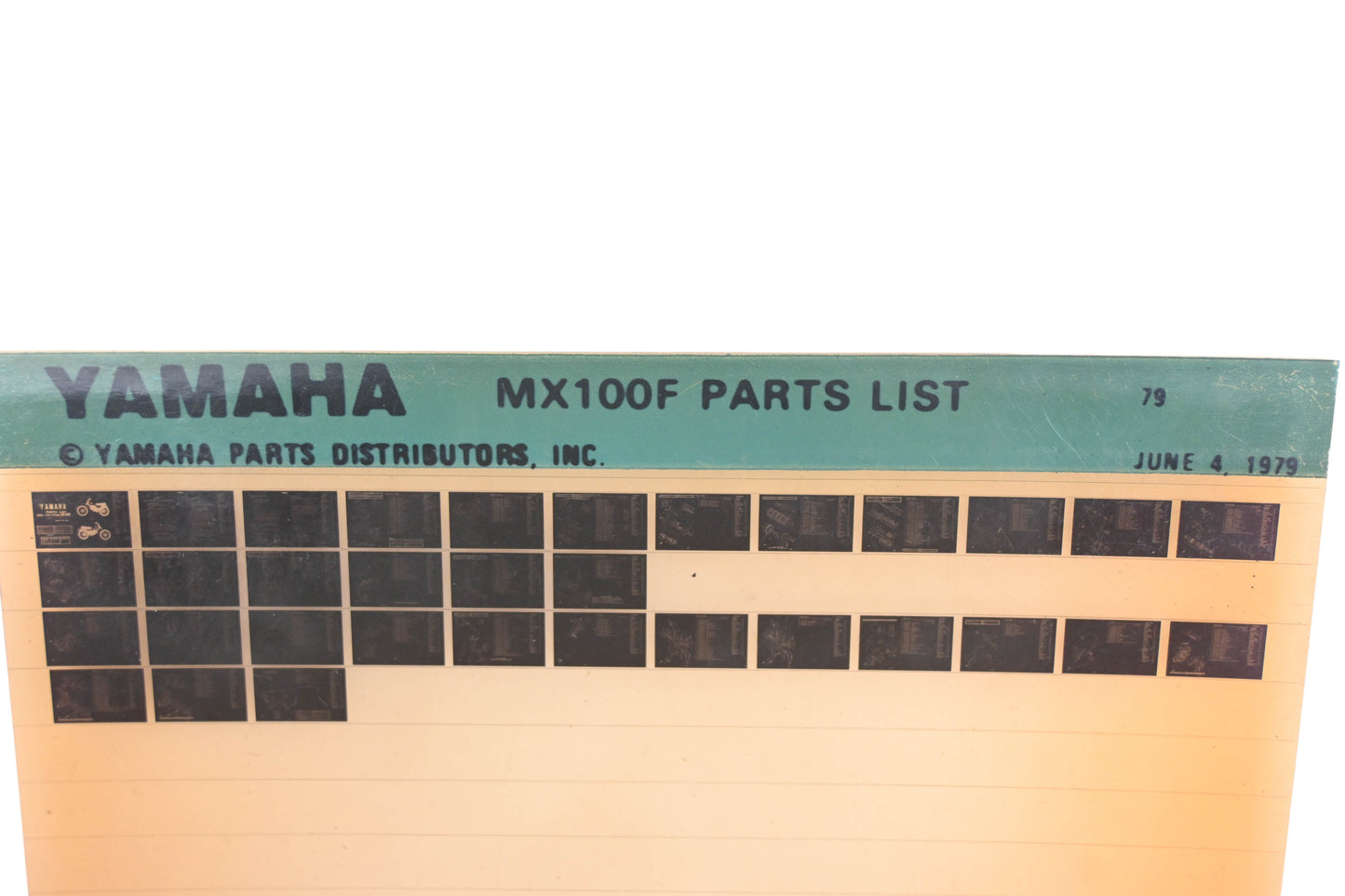 OEM Yamaha AN002-191 MX100F Parts List Microfiche Rev:6/4/1979