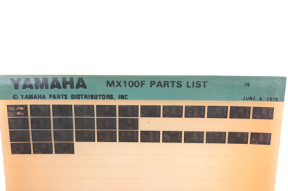 OEM Yamaha AN002-191 MX100F Parts List Microfiche Rev:6/4/1979