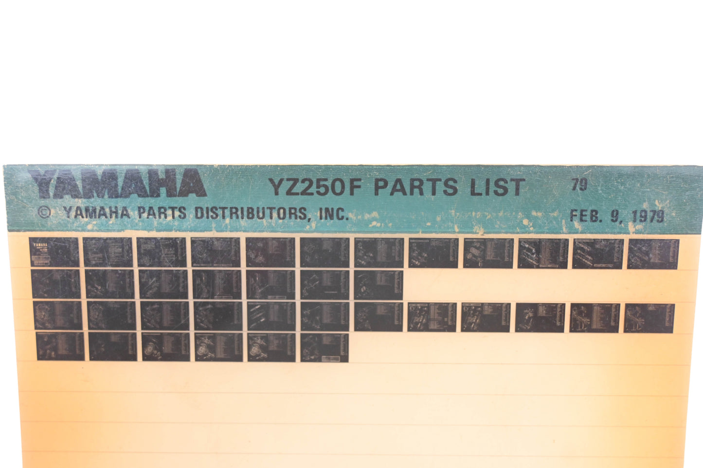 OEM Yamaha AN002-192 YZ250F Parts List Microfiche Rev:2/9/1979