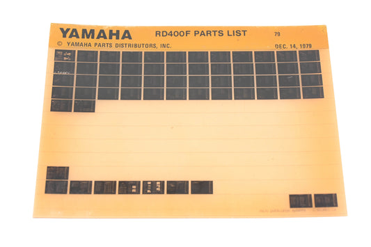 OEM Yamaha AN002-195 RD400F Parts List Microfiche Rev:12/14/1979