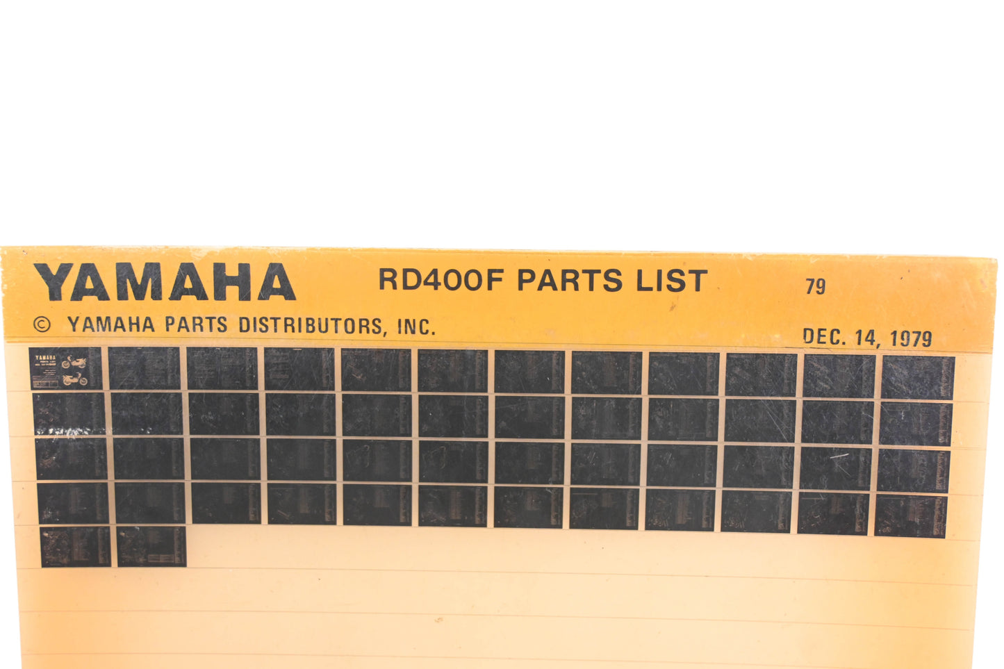 OEM Yamaha AN002-195 RD400F Parts List Microfiche Rev:12/14/1979