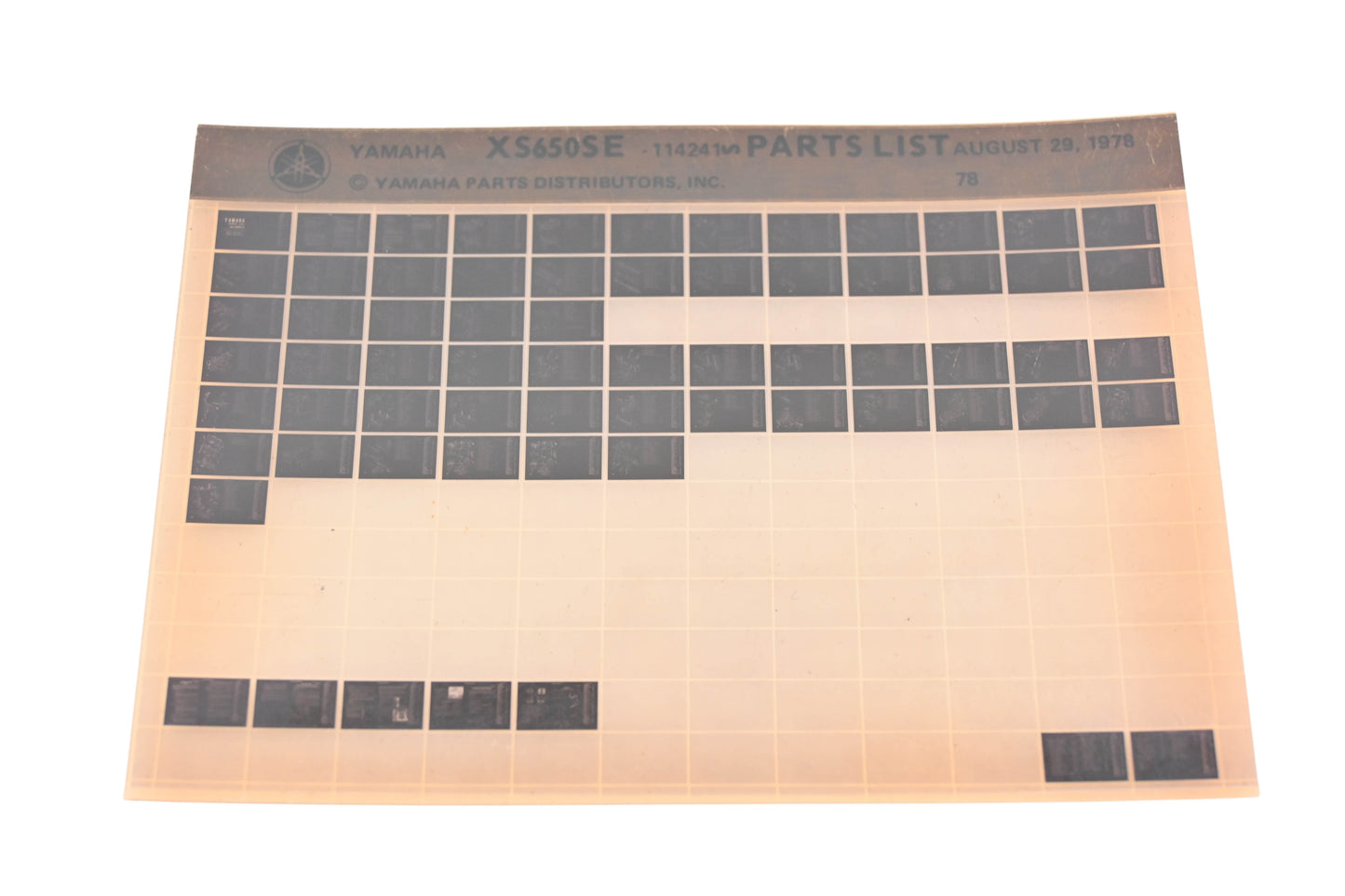OEM Yamaha AN002-197 XS650SE Parts List Microfiche Rev:8/29/1979