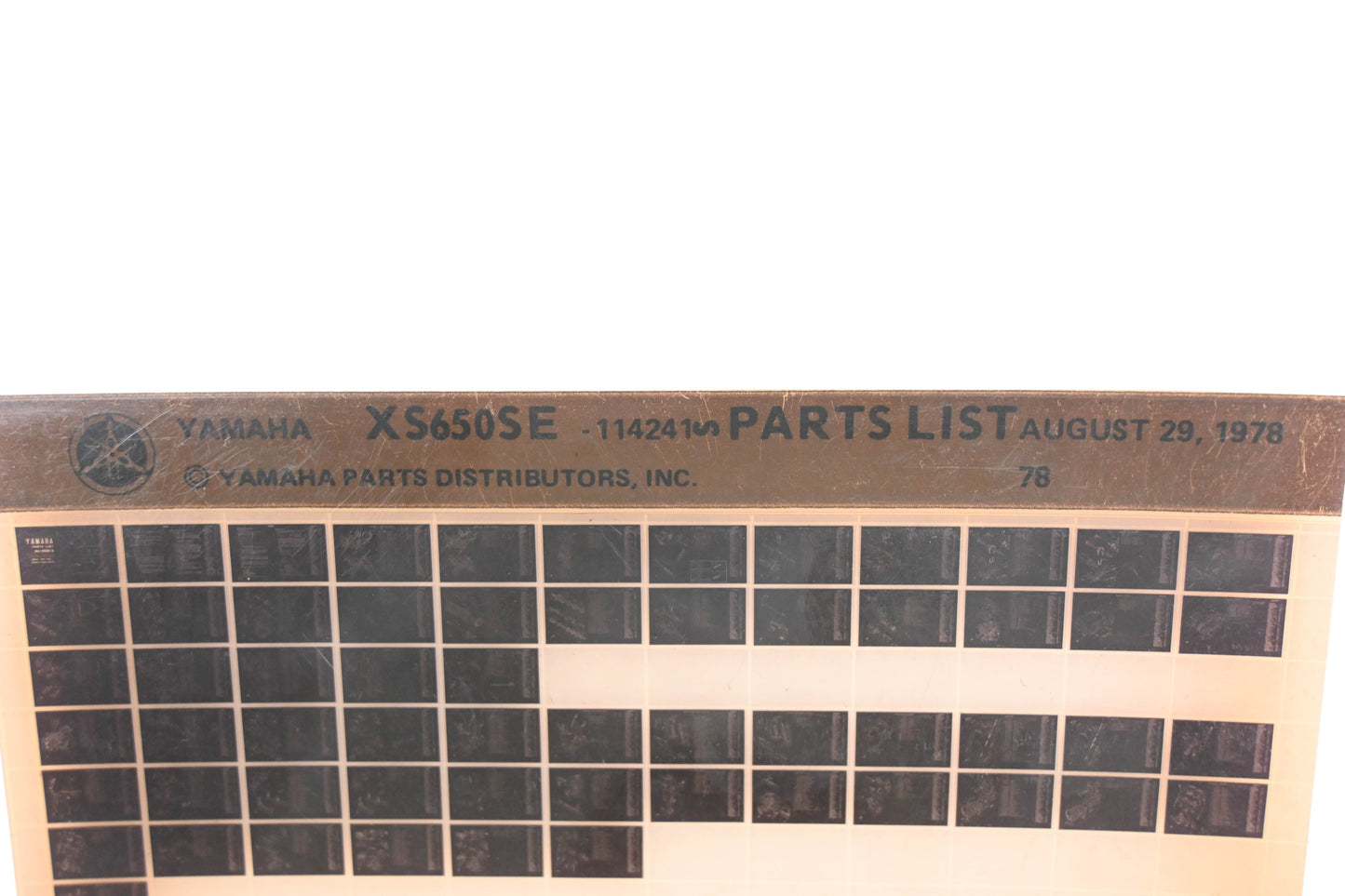 OEM Yamaha AN002-197 XS650SE Parts List Microfiche Rev:8/29/1979