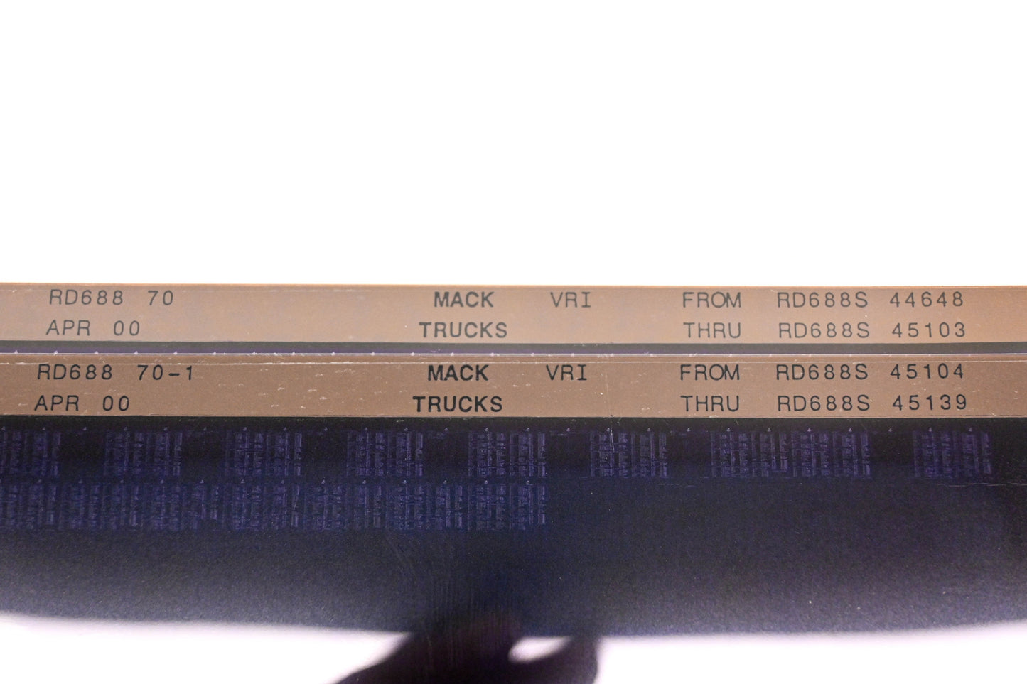 Mack RD688 70, RD688 70-1 RD688S44648 - RD688S45139 VRI Microfiche Lot of 2 NOS