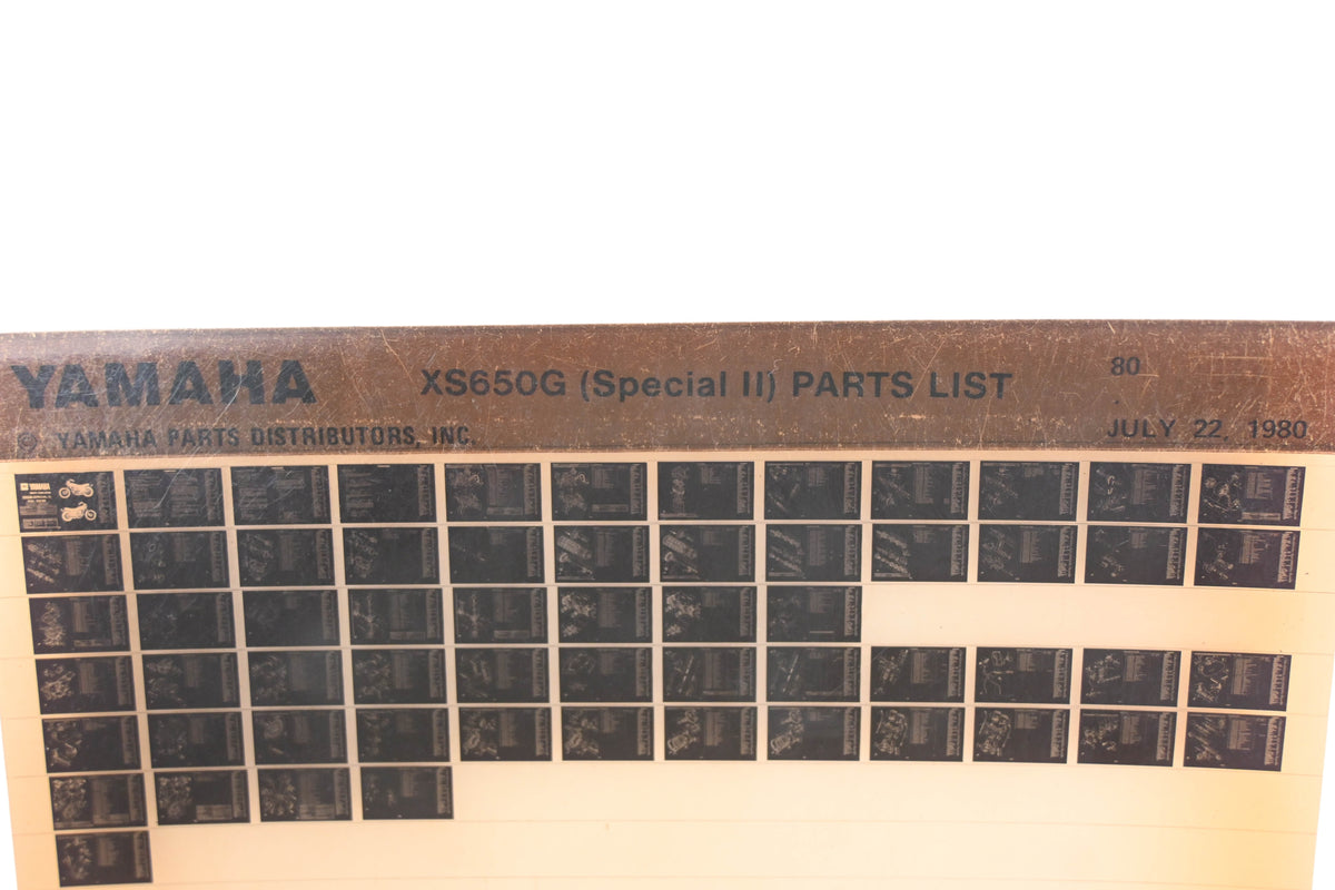 OEM Yamaha AN002-201 XS650G Special II Parts List Microfiche Rev:7/22/1980
