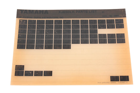 OEM Yamaha AN002-202 XJ650LH Parts List Microfiche Rev:12/10/1980