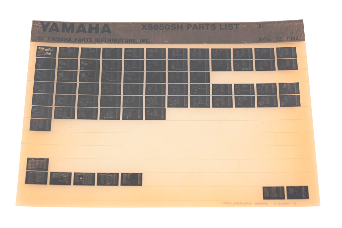OEM Yamaha AN002-205 XS650SH Parts List Microfiche Rev:11/12/1980