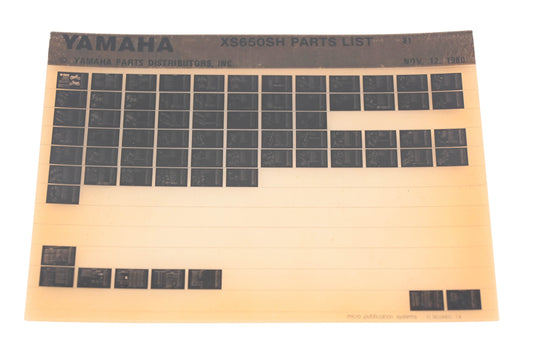 OEM Yamaha AN002-205 XS650SH Parts List Microfiche Rev:11/12/1980