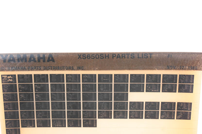 OEM Yamaha AN002-205 XS650SH Parts List Microfiche Rev:11/12/1980