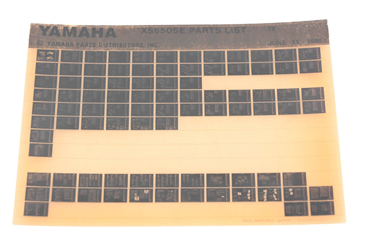 OEM Yamaha AN002-206 XS650SE Parts List Microfiche Rev:6/13/1980