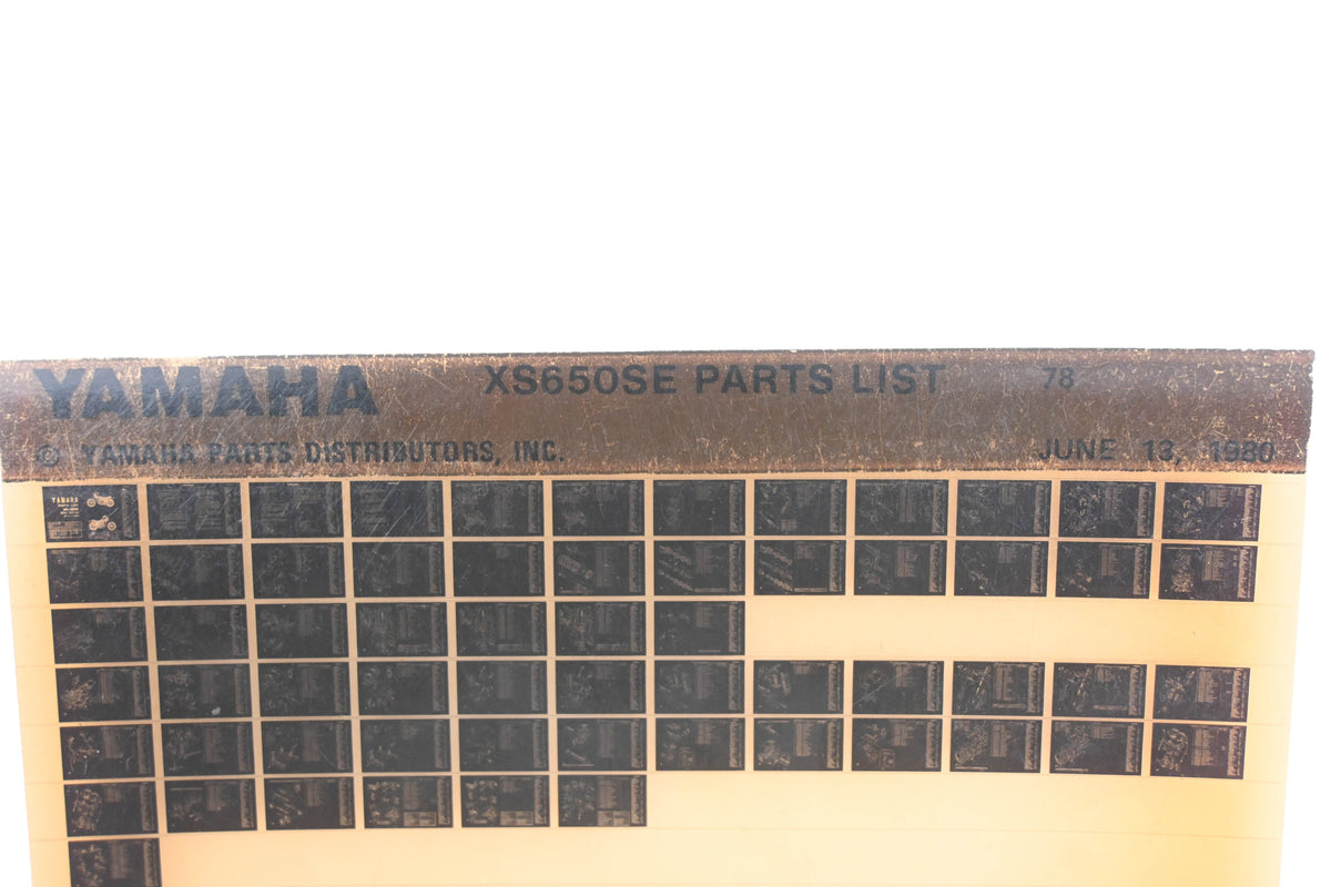 OEM Yamaha AN002-206 XS650SE Parts List Microfiche Rev:6/13/1980