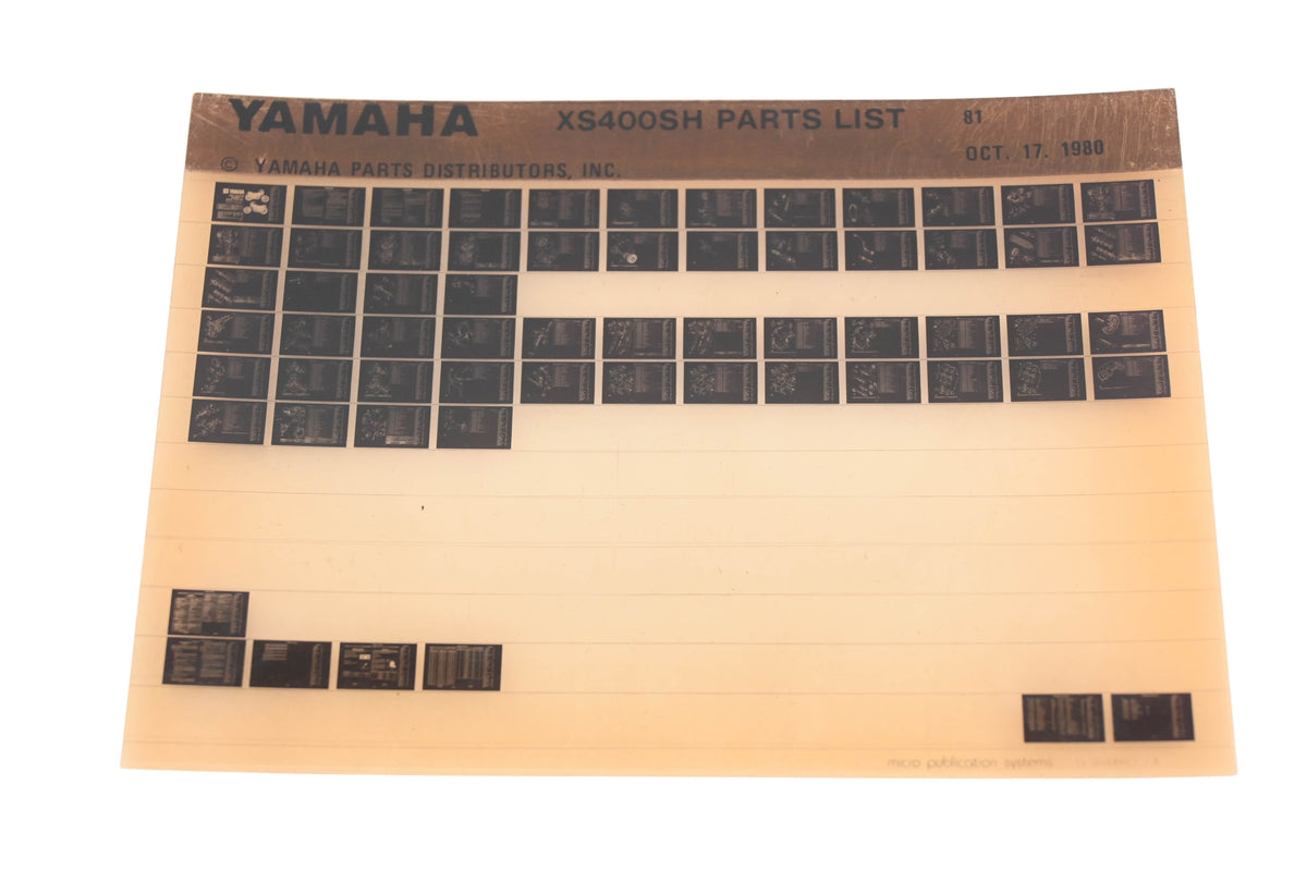 OEM Yamaha AN002-207 XS400SH Parts List Microfiche Rev:10/17/1980