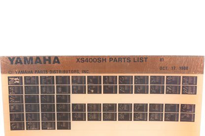 OEM Yamaha AN002-207 XS400SH Parts List Microfiche Rev:10/17/1980