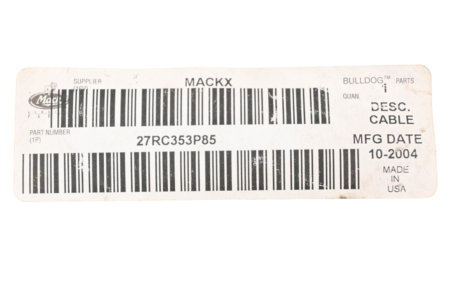 Mack 27RC53P85 Control Cable NOS