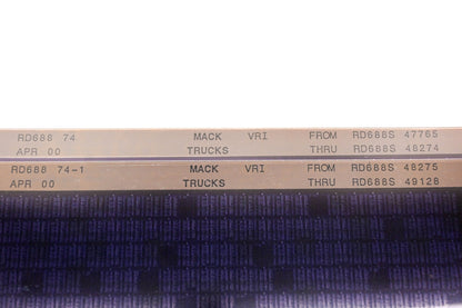 Mack RD688 74, RD688 74-1 RD688S47765 - RD688S49128 VRI Microfiche Lot of 2 NOS