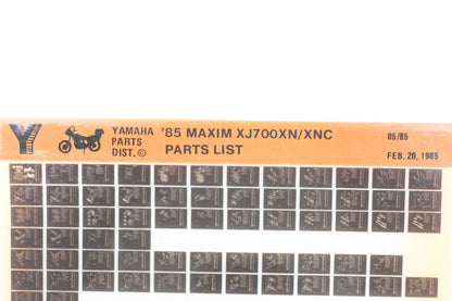 OEM Yamaha AN002-213 1985 Maxim XJ700XN/XNC Parts List Microfiche Rev:2/20/1985