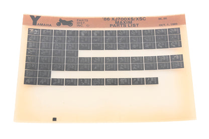 OEM Yamaha AN002-215 1986 XJ700XS/XSC Maxim Parts List Microfiche Rev:10/1/1985