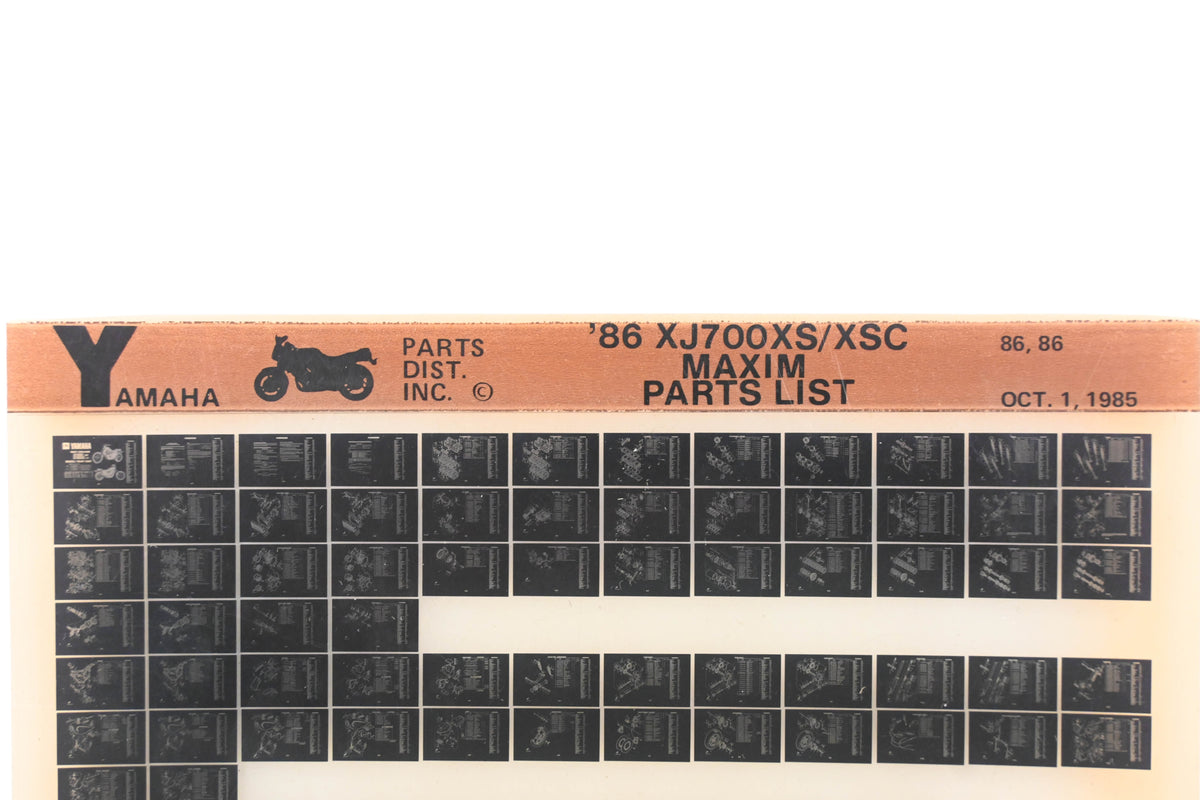 OEM Yamaha AN002-215 1986 XJ700XS/XSC Maxim Parts List Microfiche Rev:10/1/1985