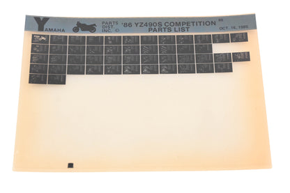 OEM Yamaha AN002-217 1986 YZ490S Competition Parts List Microfiche Rev:10/16/1985