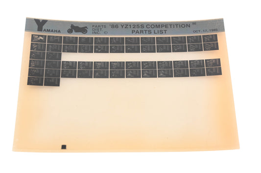 OEM Yamaha AN002-219 1986 YZ125S Competition Parts List Microfiche Rev:10/17/1985