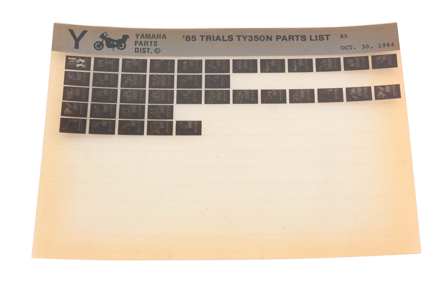 OEM Yamaha AN002-221 1985 Trials TY350N Parts List Microfiche