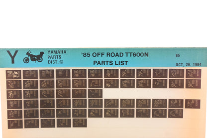 OEM Yamaha AN002-225 1985 Off Road TT600N parts List Microfiche Rev:10/26/1984