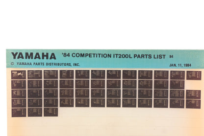 OEM Yamaha AN002-229 1984 Competition IT200L Parts List Microfiche Rev:1/11/1984