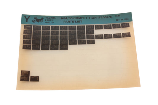 OEM Yamaha AN002-230 1984/85 Competition IT200L/N Parts List Microfiche Rev:10/29/1984