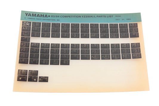 OEM Yamaha AN002-232 1983/84 Competition YZ250K/L Parts List Microfiche Rev:10/21/1983