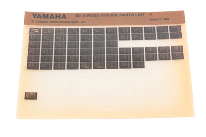 OEM Yamaha AN002-233 1983 Virago XV500K Parts List Microfiche Rev:3/7/1983