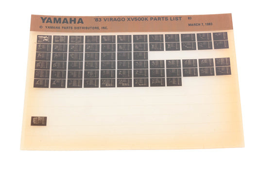 OEM Yamaha AN002-233 1983 Virago XV500K Parts List Microfiche Rev:3/7/1983