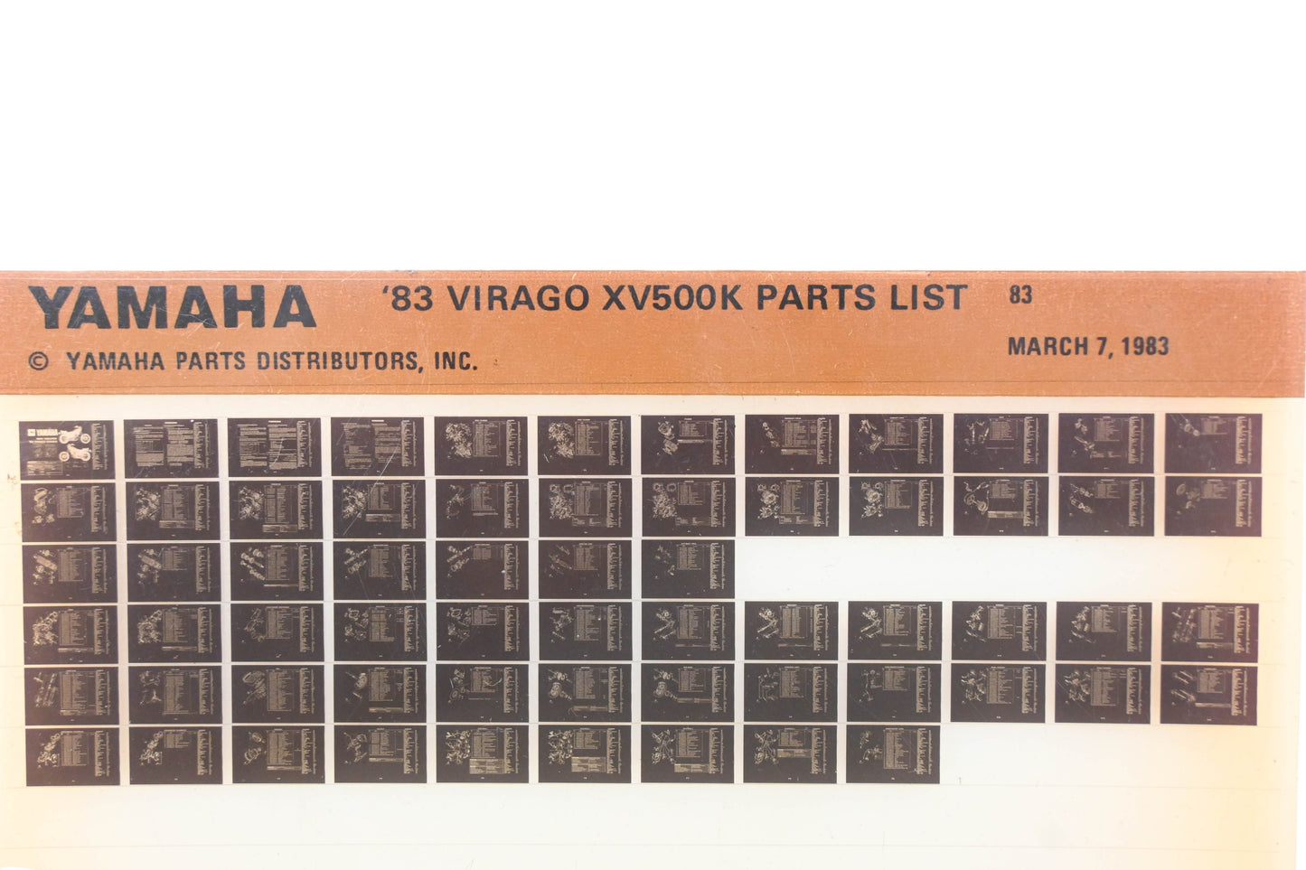 OEM Yamaha AN002-233 1983 Virago XV500K Parts List Microfiche Rev:3/7/1983