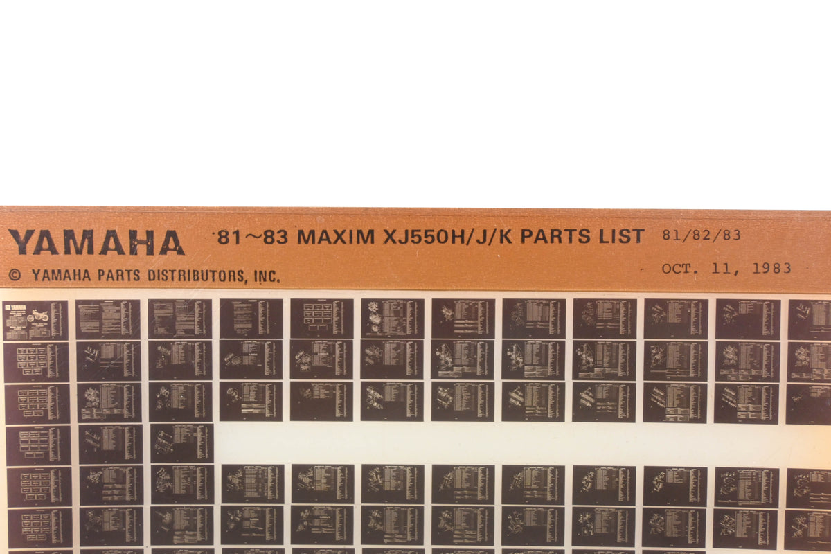 OEM Yamaha AN002-235 1981-83 Maxim XJ55H/J/K Parts List Microfiche Rev:10/11/1983