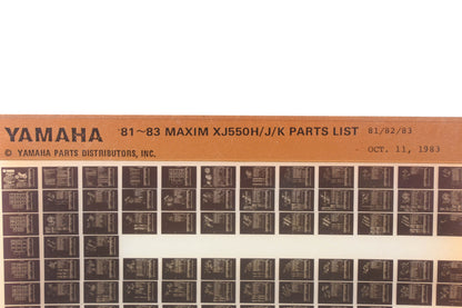 OEM Yamaha AN002-235 1981-83 Maxim XJ55H/J/K Parts List Microfiche Rev:10/11/1983