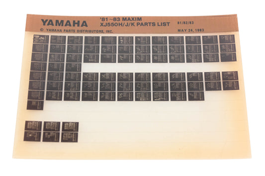 OEM Yamaha AN002-236 1981-83 Maxim XJ550H/J/K Parts List Microfiche Rev:5/24/1983