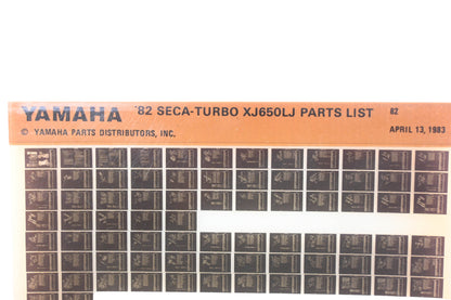OEM Yamaha AN002-239 1982 SECA-Turbo XJ650LJ Parts List Microfiche Rev:4/13/1983