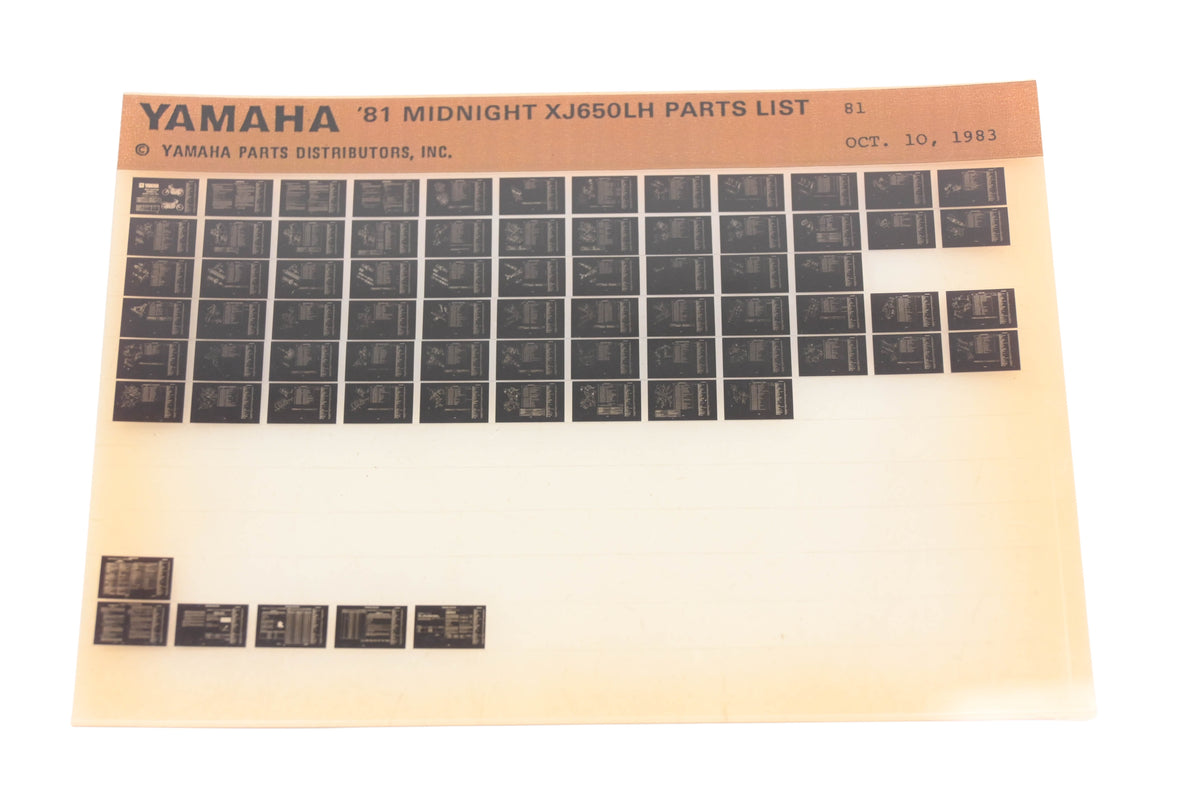 OEM Yamaha AN002-240 1981 Midnight XJ650LH Parts List Microfiche Rev:10/10/1983