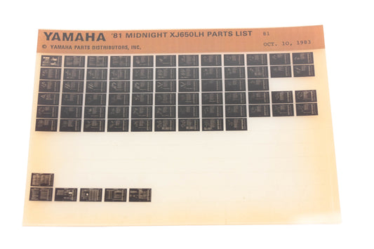 OEM Yamaha AN002-240 1981 Midnight XJ650LH Parts List Microfiche Rev:10/10/1983