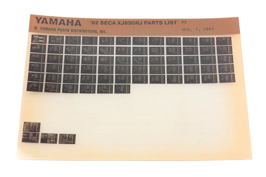 OEM Yamaha AN002-241 1982 SECA-XJ650RJ Parts List Microfiche Rev:10/7/1983