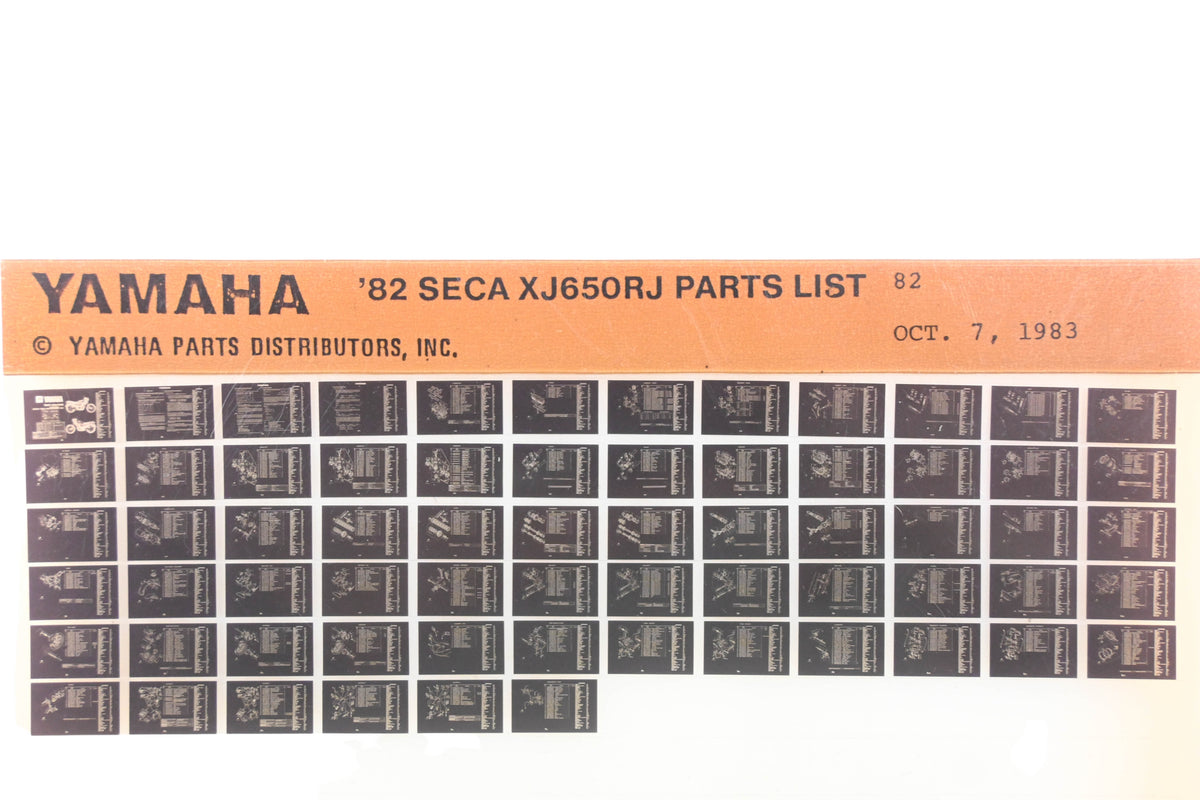 OEM Yamaha AN002-241 1982 SECA-XJ650RJ Parts List Microfiche Rev:10/7/1983