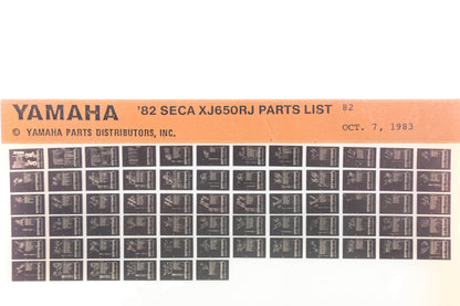 OEM Yamaha AN002-241 1982 SECA-XJ650RJ Parts List Microfiche Rev:10/7/1983