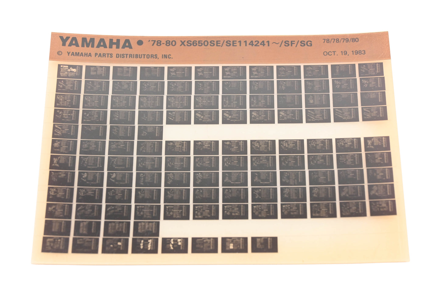 OEM Yamaha AN002-242 1978-80 XS650SE/SE114241~/SF/SG Parts List Microfiche Rev:10/19/1983