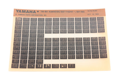 OEM Yamaha AN002-242 1978-80 XS650SE/SE114241~/SF/SG Parts List Microfiche Rev:10/19/1983