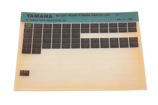 OEM Yamaha AN002-243 1983 Off Road TT600K Parts List Microfiche Rev:5/11/1983