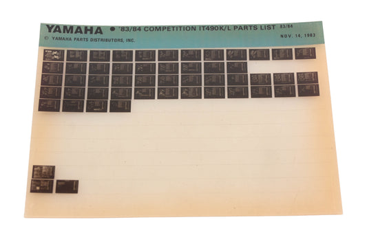 OEM Yamaha AN002-245 1983/84 Competition IT490K/L Parts List Microfiche Rev:11/14/1983