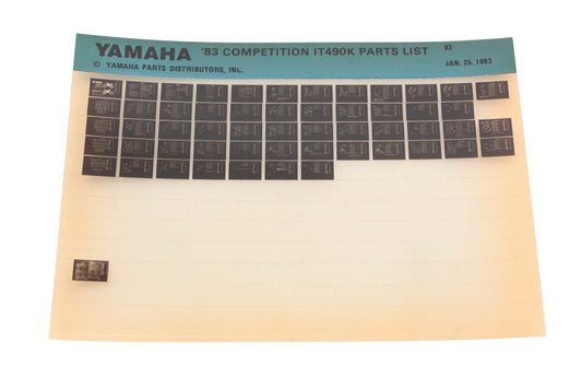 OEM Yamaha AN002-246 1983 Competition IT490K Parts List Microfiche Rev:1/25/1983