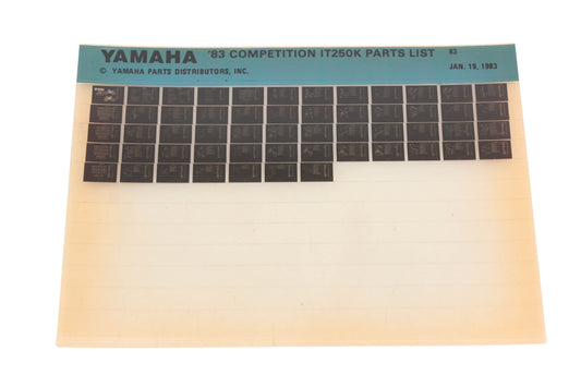 OEM Yamaha AN002-247 1983 Competition IT250K Parts List Microfiche Rev:1/19/1983